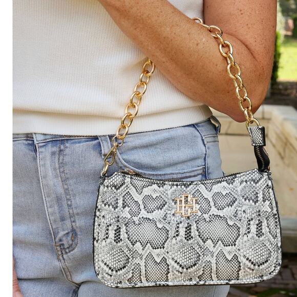 Joan Snake Print Crossbody Charcoal White - Picture 6 of 11